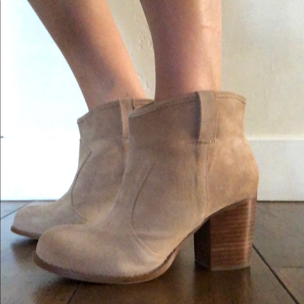 Brown suede booties